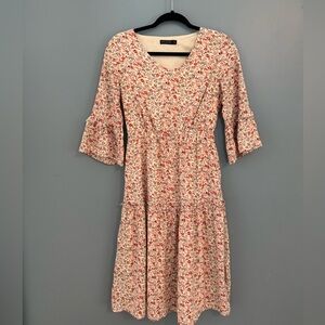 Mikarose Red Floral Long Sleeve Dress